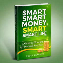 An eye-catching book cover design for "Smart Money, Smart Life: A Guide to Financial Success" by Great Learner