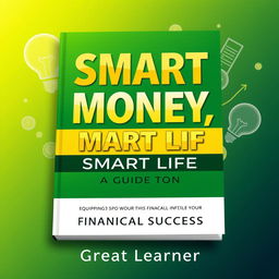 An eye-catching book cover design for "Smart Money, Smart Life: A Guide to Financial Success" by Great Learner
