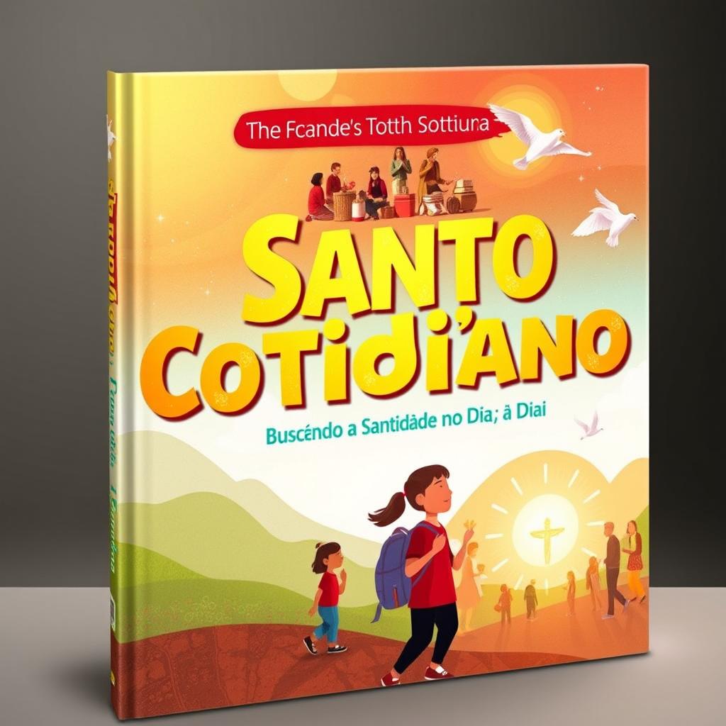 A book cover design for a Catholic youth book titled 'Santo Cotidiano: Buscando a Santidade no Dia a Dia'