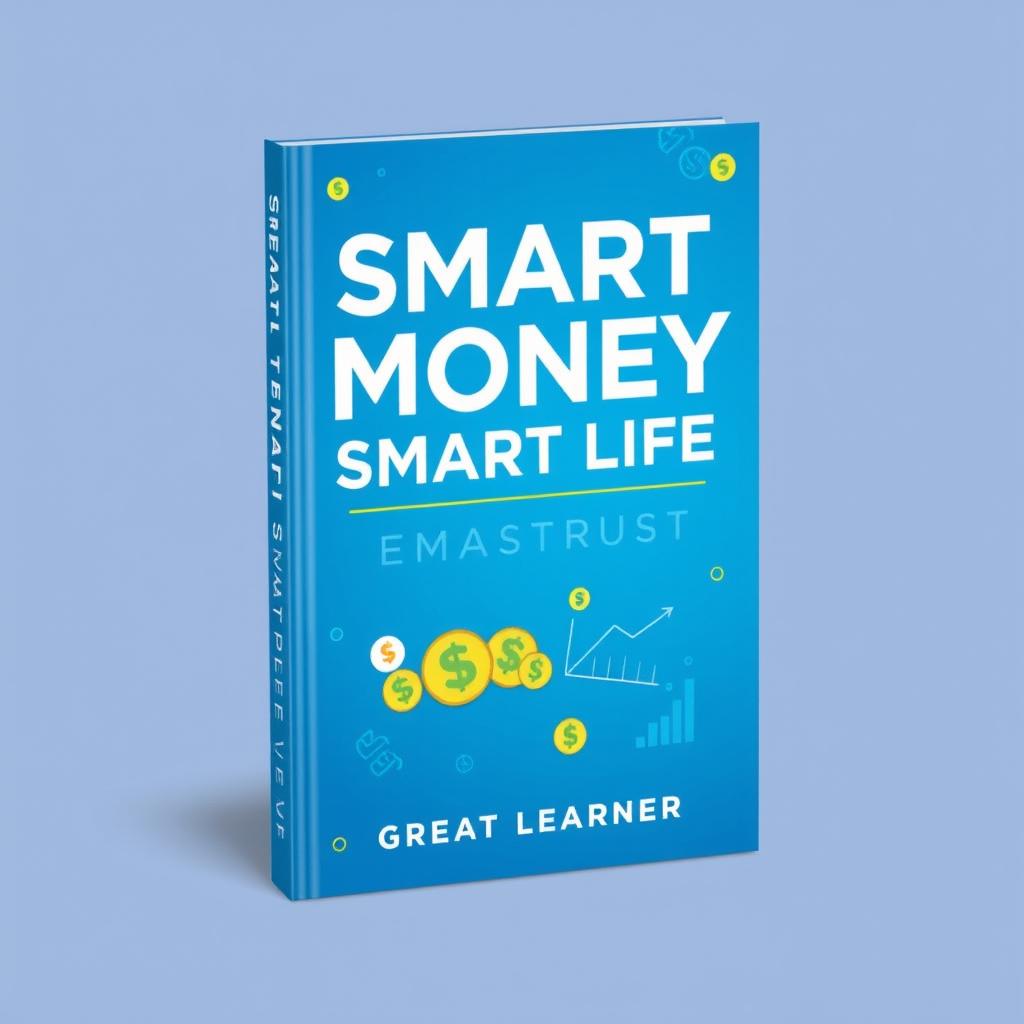 A visually appealing book cover design for "Smart Money, Smart Life" by Great Learner