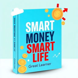 A visually appealing book cover design for "Smart Money, Smart Life" by Great Learner