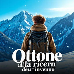 A movie cover for "Ottone alla ricerca dell'inverno" featuring a teenager viewed from behind, wearing mountain gear standing in front of a snow-covered mountain