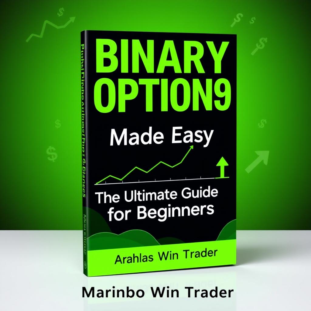 A sleek and professional eBook cover design titled 'Binary Options Made Easy: The Ultimate Guide for Beginners' prominently displayed in a bold, modern font