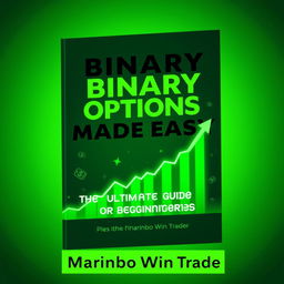 A sleek and professional eBook cover design titled 'Binary Options Made Easy: The Ultimate Guide for Beginners' prominently displayed in a bold, modern font