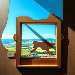 A unique and creative image of a window designed in the shape of Ukraine's map