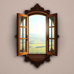 A visually striking representation of a window whose structure is uniquely shaped like the map of Ukraine