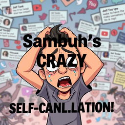 An eye-catching thumbnail for a YouTube video showcasing the dramatic and controversial event of the YouTuber Sambucha attempting to 'cancel' himself for views