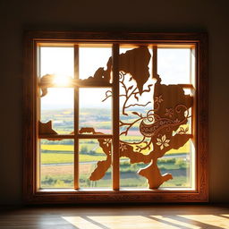 A beautiful representation of a window frame designed in the shape of Ukraine's map