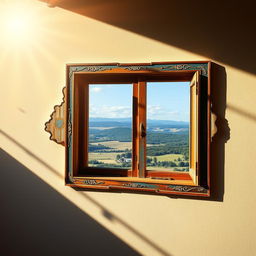 A creative window set into a wall, ingeniously crafted to resemble the shape of Ukraine's map