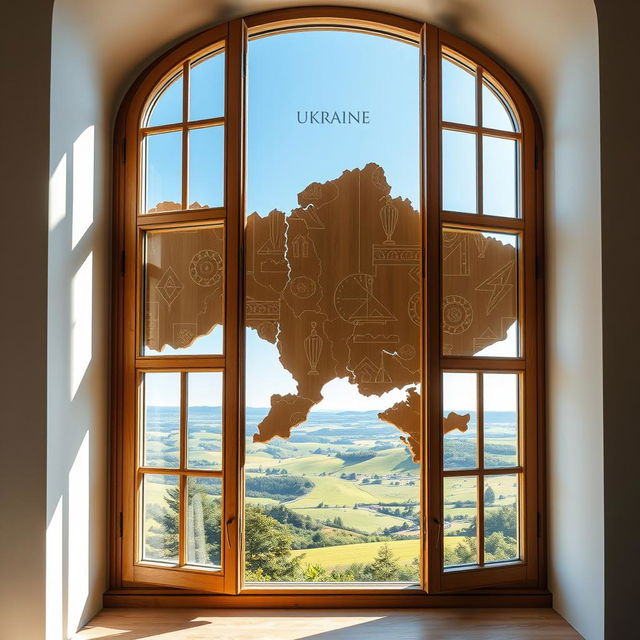 A stunning window design that perfectly replicates the contour of Ukraine's map