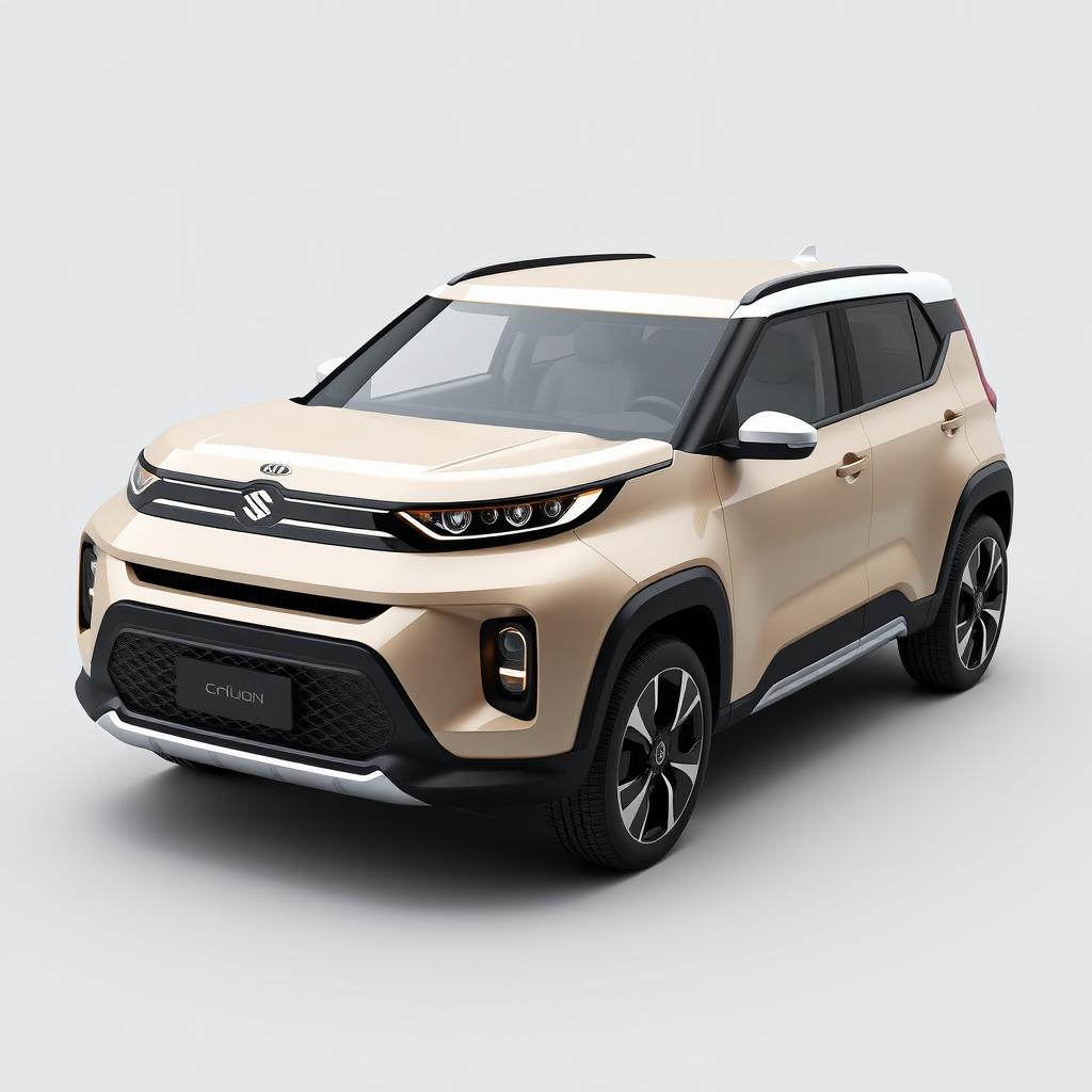 A completely new 3D render of a car that combines characteristics and styles of the Kia Soul 2024 and Suzuki Hustler 2024