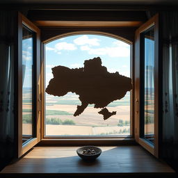 A window structure designed to perfectly emulate the contour of Ukraine's map