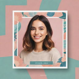 A stylish and appealing Instagram post design layout with trendy colors and patterns. The text 'Thank you, Naimi' should be incorporated in a bold, artistic font dominating the center of the design.