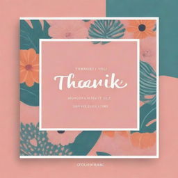 A stylish and appealing Instagram post design layout with trendy colors and patterns. The text 'Thank you, Naimi' should be incorporated in a bold, artistic font dominating the center of the design.