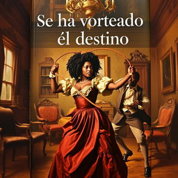 A book cover for 'Se ha volteado el destino', styled like a 1708 painting