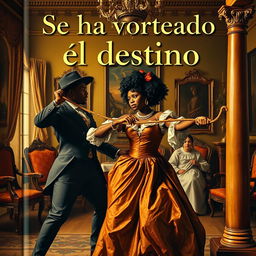 A book cover for 'Se ha volteado el destino', styled like a 1708 painting