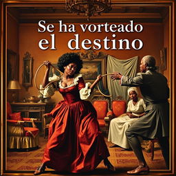 A book cover for 'Se ha volteado el destino', styled like a 1708 painting