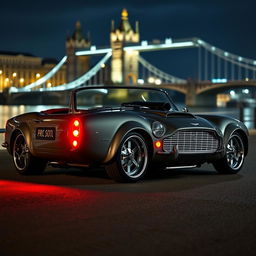 A modified 1950s convertible that combines elements of an Aston Martin DB5 and a Chevrolet Corvette