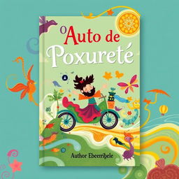 A book cover design for 'O Auto de Poxuretê', incorporating elements of folklore and whimsy