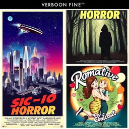 A collection of vintage movie posters featuring a blend of various genres including sci-fi, horror, and romantic comedy