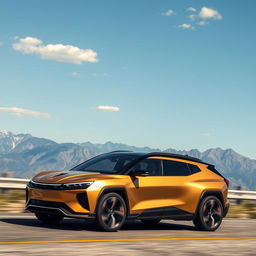 A creative concept vehicle merging the stylish elements of the Corvette C8 and the modern design of the Kia EV6, resulting in a four-door CUV (Crossover Utility Vehicle)