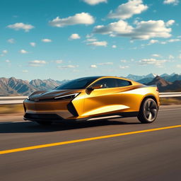 A striking fusion of the Chevrolet Corvette C8 and the Tesla Model Y, designed as a four-door CUV (Crossover Utility Vehicle)