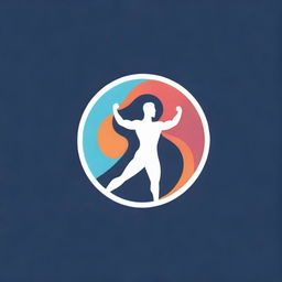 A dynamic logo emphasizing fitness and vitality, incorporating symbols of strength and movement, in a blend of vibrant energetic colors.