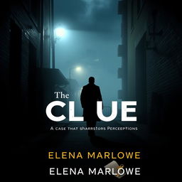 A cinematic mystery book cover for 'The Midnight Clue' by Elena Marlowe