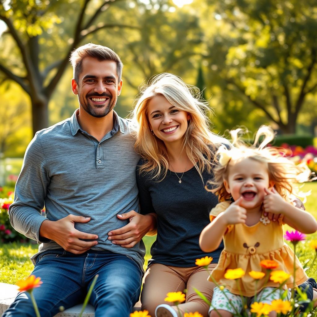 An interracial couple featuring a beautiful blonde woman and her loving partner, surrounded by their joyful children