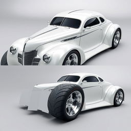 Super widebody 1939 Chevrolet Coupe redesigned as a striking supercar with influences from Gundam aesthetics