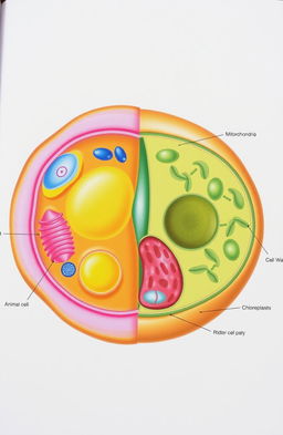 A detailed diagram of an animal and plant cell side by side, showcasing their unique structures