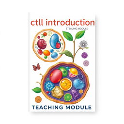 A visually captivating cover design for a teaching module on cell introduction, featuring intricate and colorful illustrations of various animal and plant cells