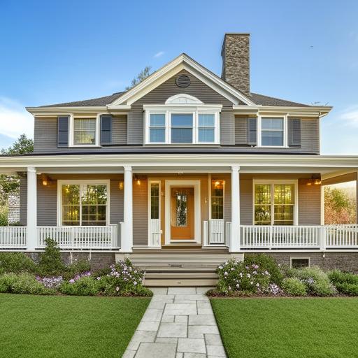 A picturesque house with an inviting front porch, tall windows, brick chimneys, spacious garden and all the cozy details one would imagine in a dream home.