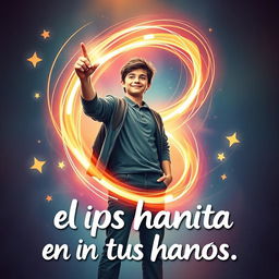 An inspiring and motivational scene depicting the phrase "el poder está en tus manos