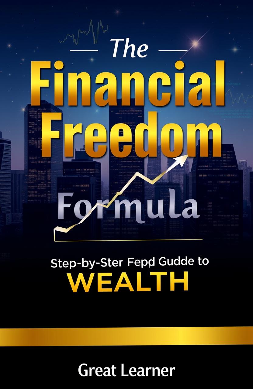 A visually striking book cover design for 'The Financial Freedom Formula: A Step-by-Step Guide to Wealth by Great Learner'