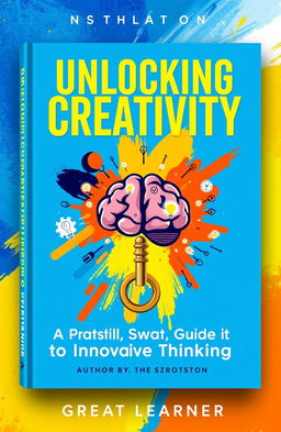 A visually striking book cover design featuring the title 'Unlocking Creativity: A Practical Guide to Innovative Thinking' by Great Learner