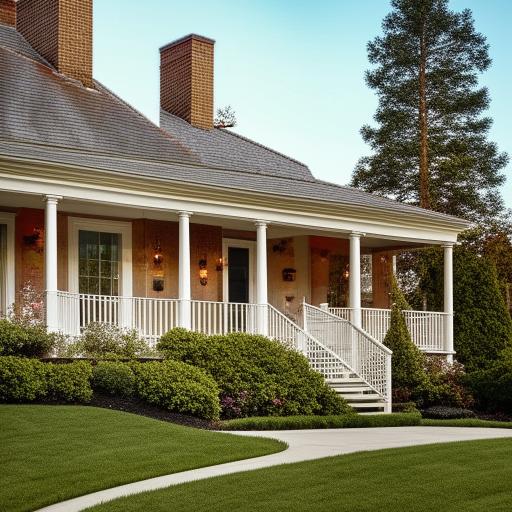 A picturesque house with an inviting front porch, tall windows, brick chimneys, spacious garden and all the cozy details one would imagine in a dream home.