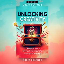 A captivating book cover design for 'Unlocking Creativity: A Practical Guide to Innovative Thinking' by Great Learner