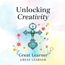 A beautiful and engaging book cover design for 'Unlocking Creativity' by Great Learner