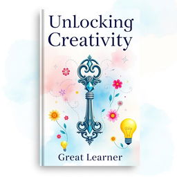 A beautiful and engaging book cover design for 'Unlocking Creativity' by Great Learner