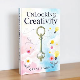 A beautiful and engaging book cover design for 'Unlocking Creativity' by Great Learner