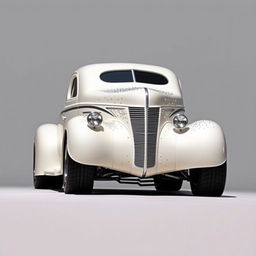 Widebody 1939 Chevrolet Coupe styled as a ratrod, showcasing an eye-catching pearl white coat adorned with bold silver stripes and sparkling silver specks