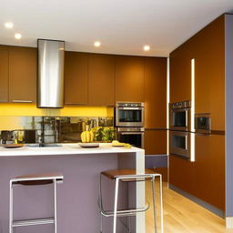 Show an example of a beautifully designed and furnished kitchen interior.