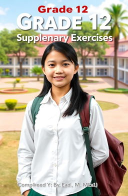 A book cover design for 'Grade 12 English Supplementary Exercises' compiled by Saya Aung [B