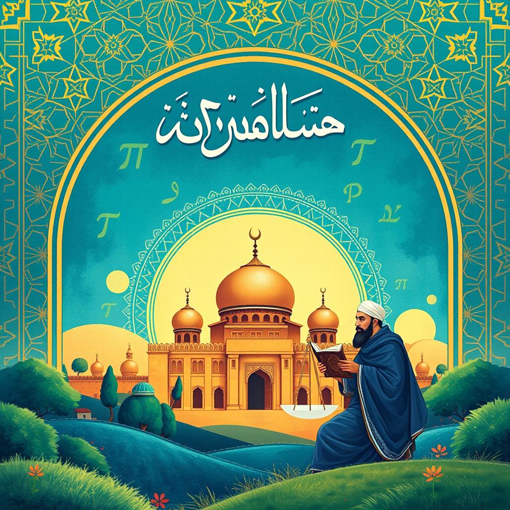 A beautifully illustrated cover for a short story that intertwines themes of Islamic teachings and mathematics