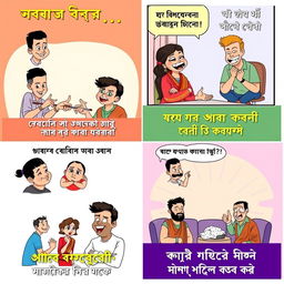 A collection of funny memes featuring humorous situations and relatable content in Bangla language