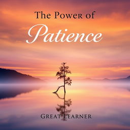 A serene and thought-provoking book cover design for 'The Power of Patience' by Great Learner