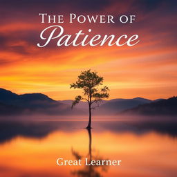 A serene and thought-provoking book cover design for 'The Power of Patience' by Great Learner