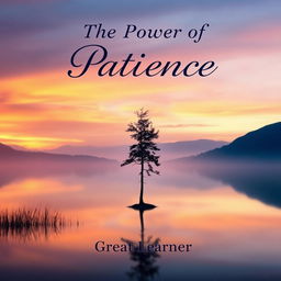 A serene and thought-provoking book cover design for 'The Power of Patience' by Great Learner