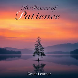 A serene and thought-provoking book cover design for 'The Power of Patience' by Great Learner